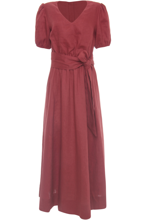 Vestido Puro Linho Recorte Costas V22