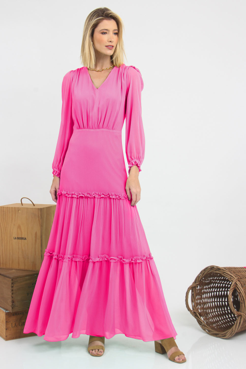 Vestido Seda Detalhe Babados V22