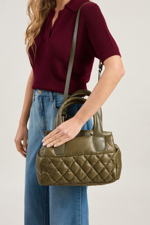 BOLSA NYLON E COURO BOLSOS LATERAIS V26