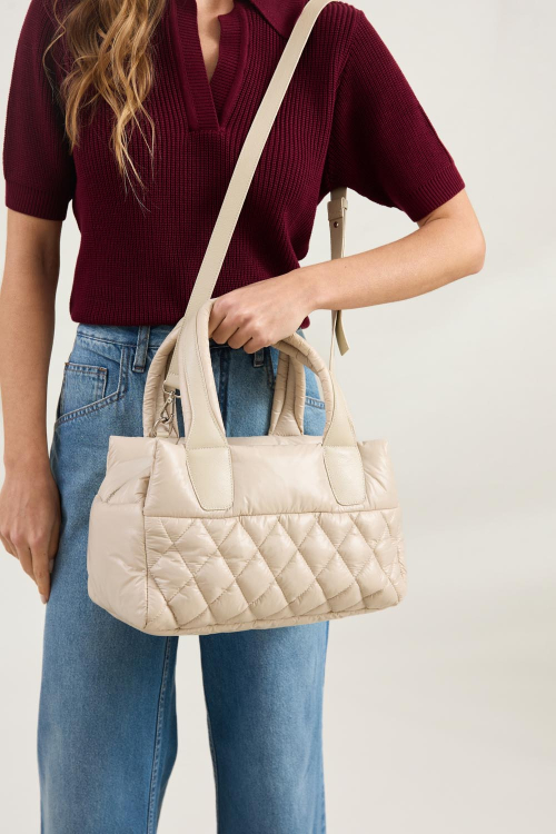 BOLSA NYLON E COURO BOLSOS LATERAIS V26