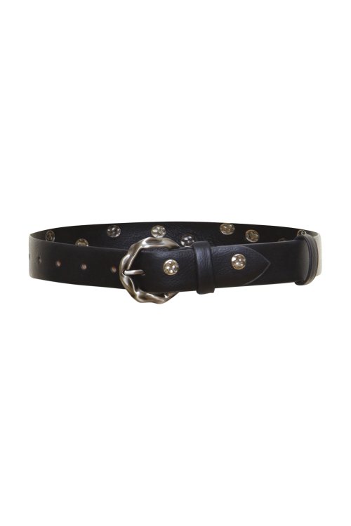 CINTO COURO METAL ESCOVADO TACHAS I25