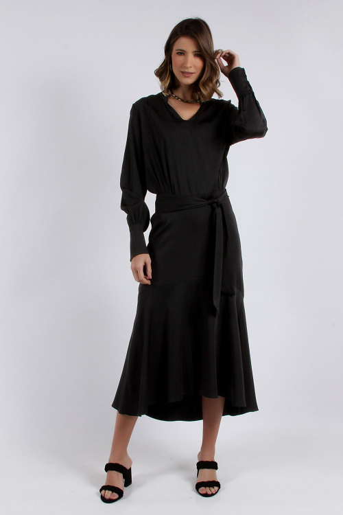 Vestido Decote V Com Pala - P - V20