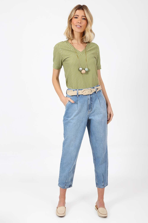 Blusa Decote V Listrada - V20